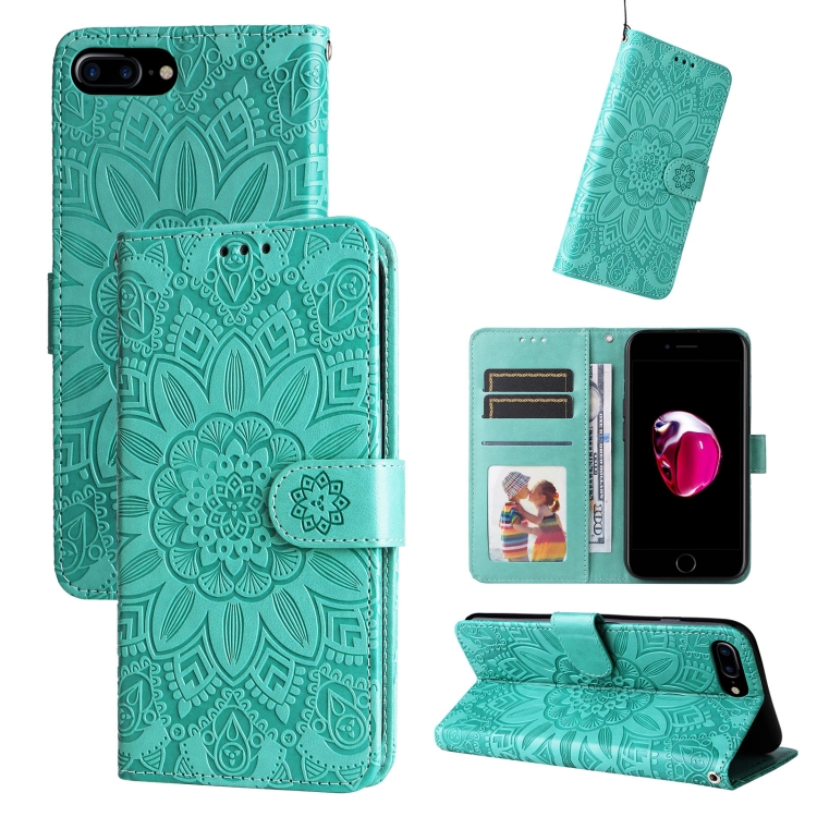 

Embossed Sunflower Leather Phone Case For iPhone 7 Plus / 8 Plus(Green)