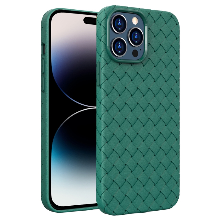 

For iPhone 14 Pro Max BV Woven All-inclusive Phone Case (Green)