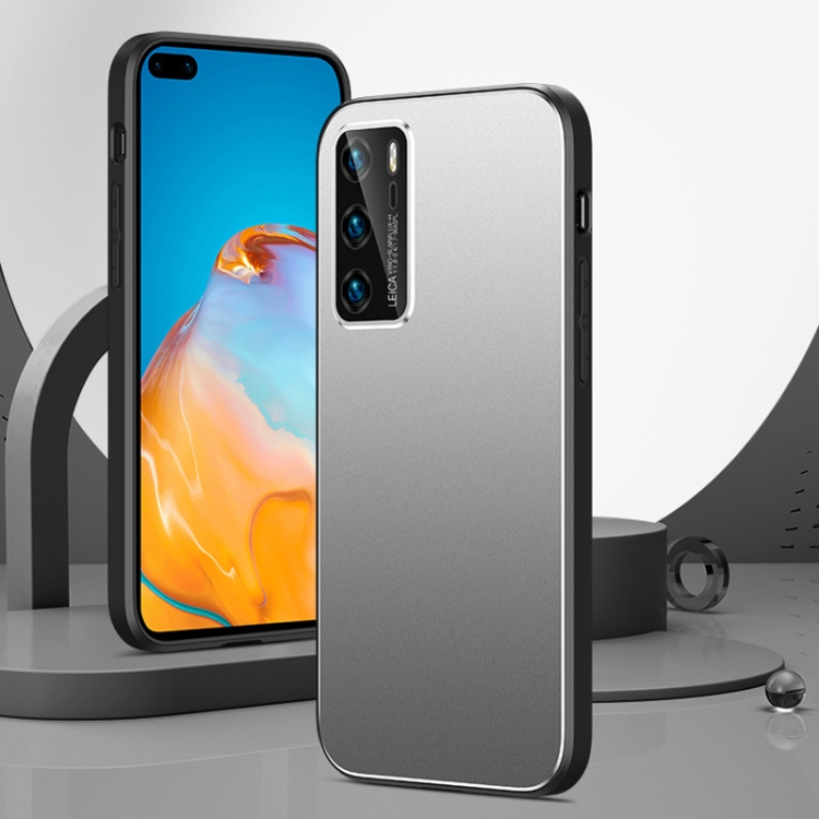 

For Huawei P40 All-Inclusive Lens Frosted Metal Phone Case(Silver Grey)