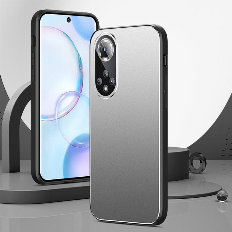 

For Honor 50 Pro All-Inclusive Lens Frosted Metal Phone Case(Silver Grey)