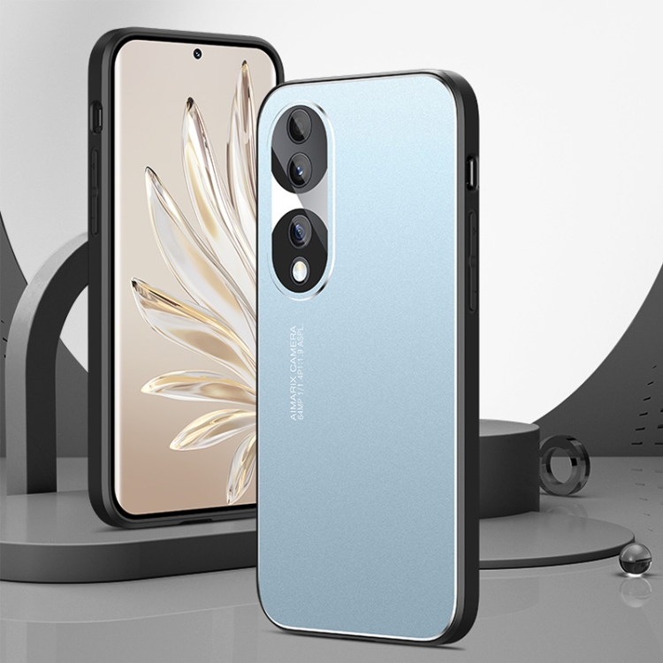 

For Honor 70 All-Inclusive Lens Frosted Metal Phone Case(Blue)