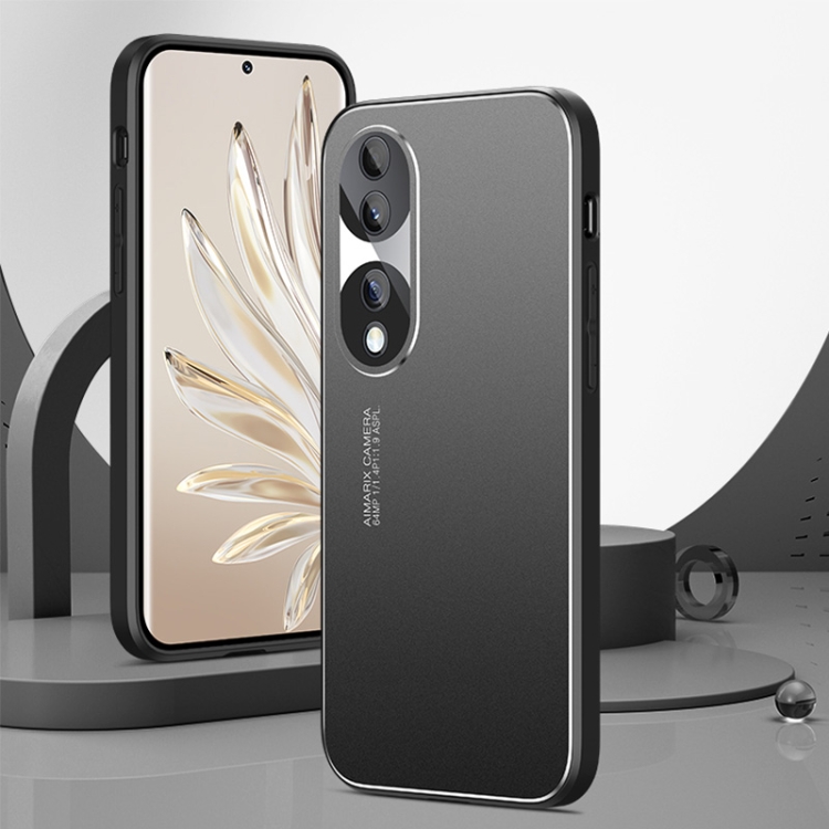 

For Honor 70 Pro All-Inclusive Lens Frosted Metal Phone Case(Black)