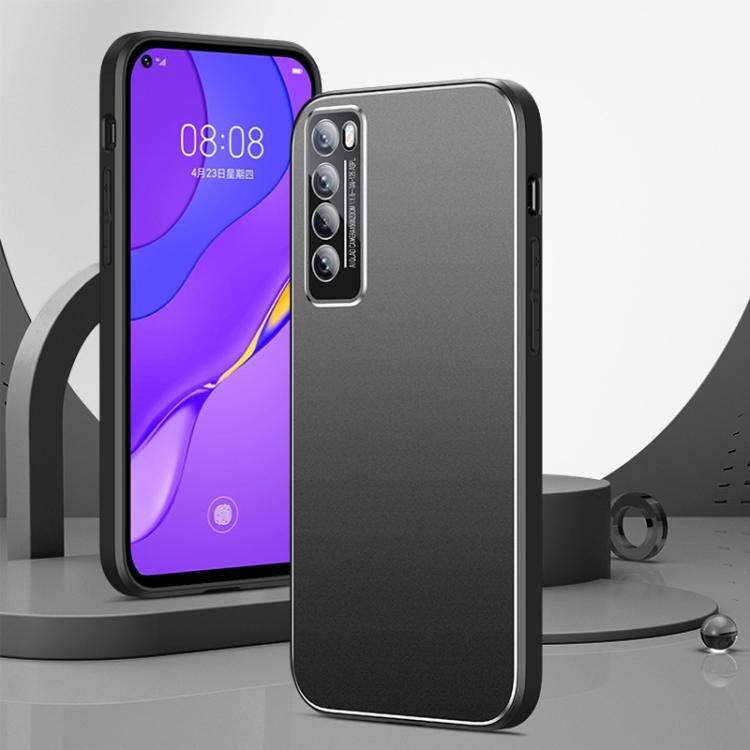 

For Huawei nova 7 5G All-Inclusive Lens Frosted Metal Phone Case(Black)