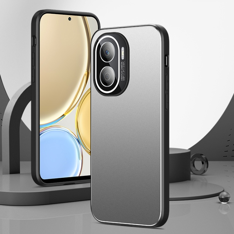 

For Honor X40i All-Inclusive Lens Frosted Metal Phone Case(Silver Grey)