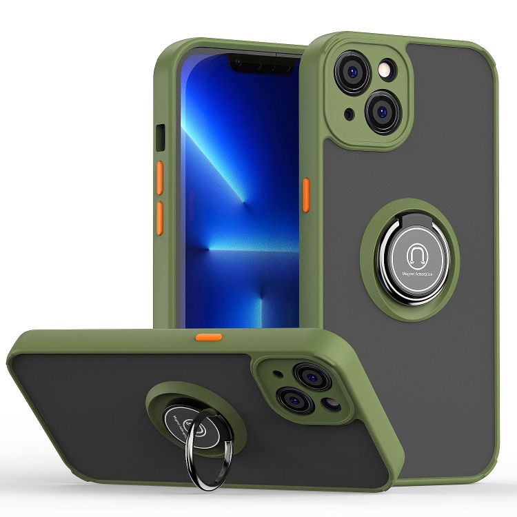 

For iPhone 14 Q Shadow 1 Series TPU + PC Phone Case with Ring Holder (Green)