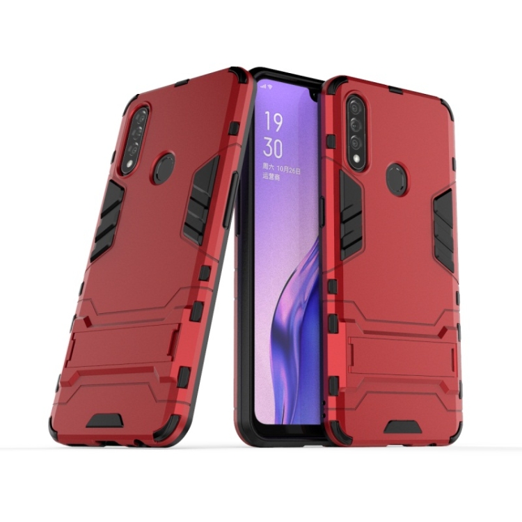 

For OPPO A8 Shockproof PC + TPU with Holder(Red)