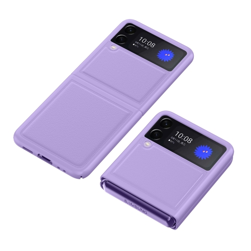 

For Samsung Galaxy Z Flip4 Shock-resistant Plain Leather All-inclusive Phone Case(Purple)