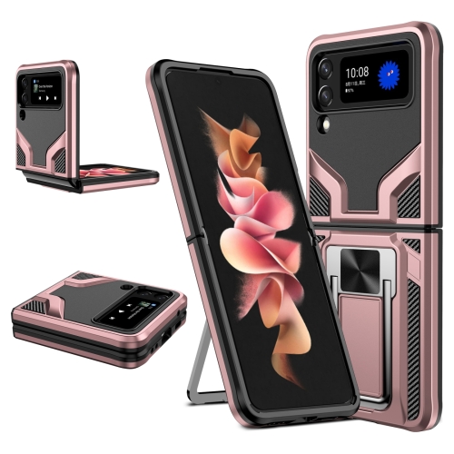 

For Samsung Galaxy Z Flip4 2 in 1 Kickstand Magnetic Armor Shockproof Phone Case(Rose Gold)