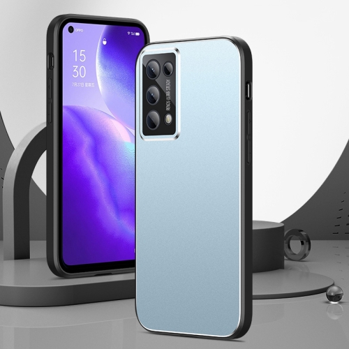 

For OPPO Reno5 Pro All-Inclusive Lens Frosted Metal Phone Case(Blue)