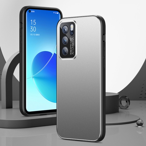 

For OPPO Reno6 Pro All-Inclusive Lens Frosted Metal Phone Case(Silver Grey)