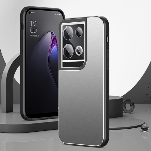 

For OPPO Reno8 Pro+ All-Inclusive Lens Frosted Metal Phone Case(Silver Grey)
