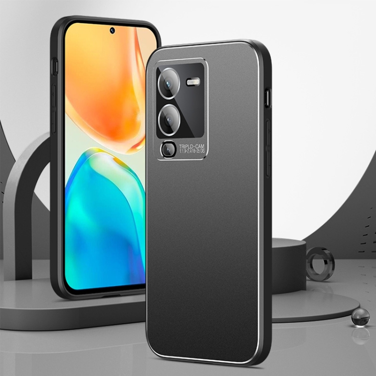 

For vivo S15 Pro All-Inclusive Lens Frosted Metal Phone Case(Black)