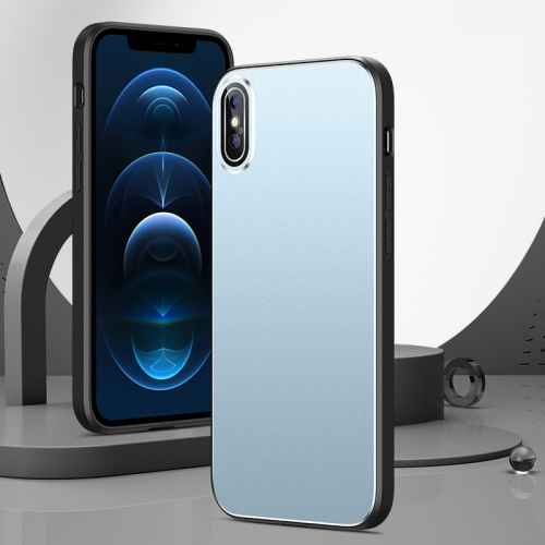 

All-Inclusive Lens Frosted Metal Phone Case For iPhone XS / X(Blue)