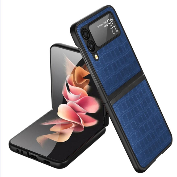 

For Samsung Galaxy Z Flip4 Crocodile Texture Ultra-thin Folding Phone Case(Blue)