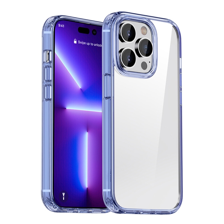 

For iPhone 12 Crystal Clear Shockproof Phone Case(Transparent Blue)