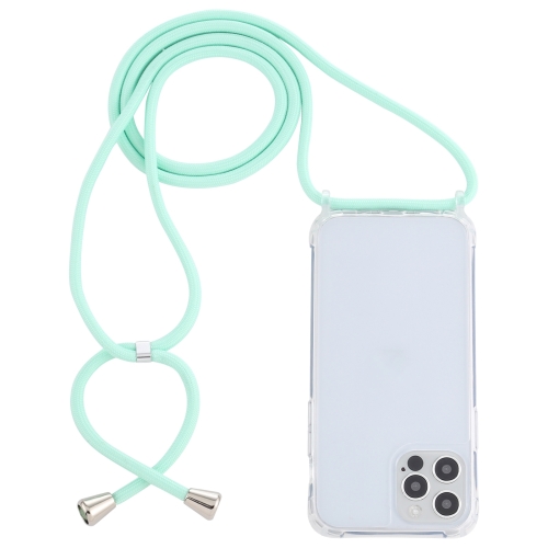

For iPhone 14 Pro Transparent Acrylic Airbag Shockproof Phone Protective Case with Lanyard(Mint Green)