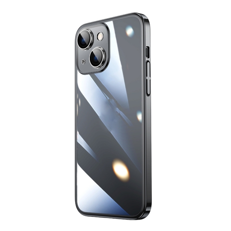 

For iPhone 14 Transparent Electroplated PC Phone Case (Black)