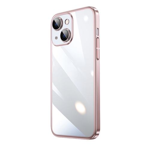 

Transparent Electroplated PC Phone Case For iPhone 14 Max(Pink)