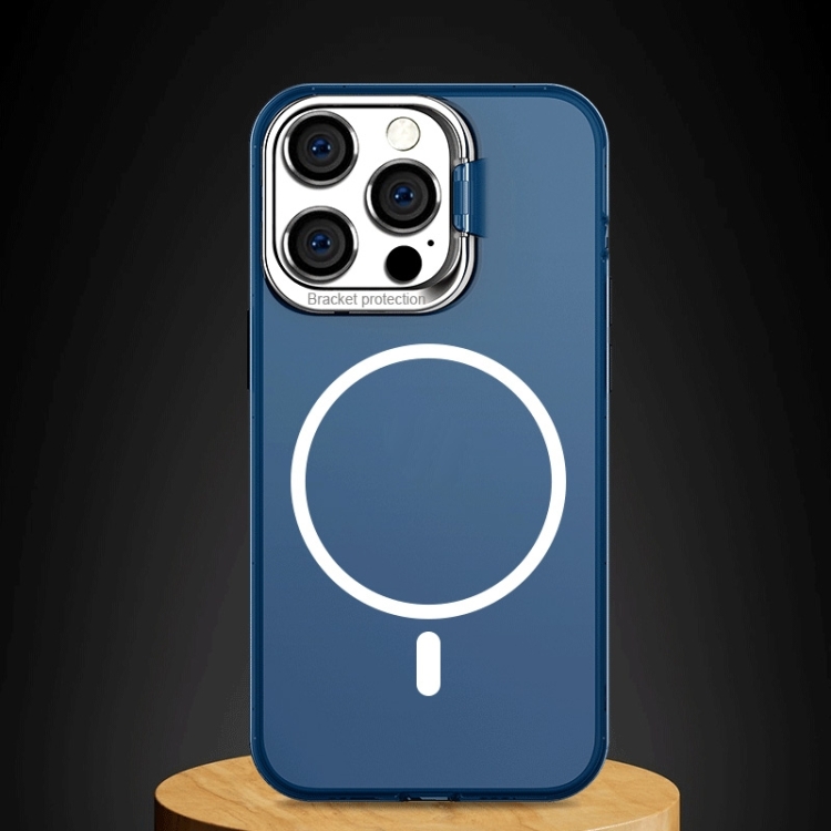 

MagSafe Magnetic Metal Lens Cover Holder Phone Case For iPhone 14 Pro Max(Dark Blue)