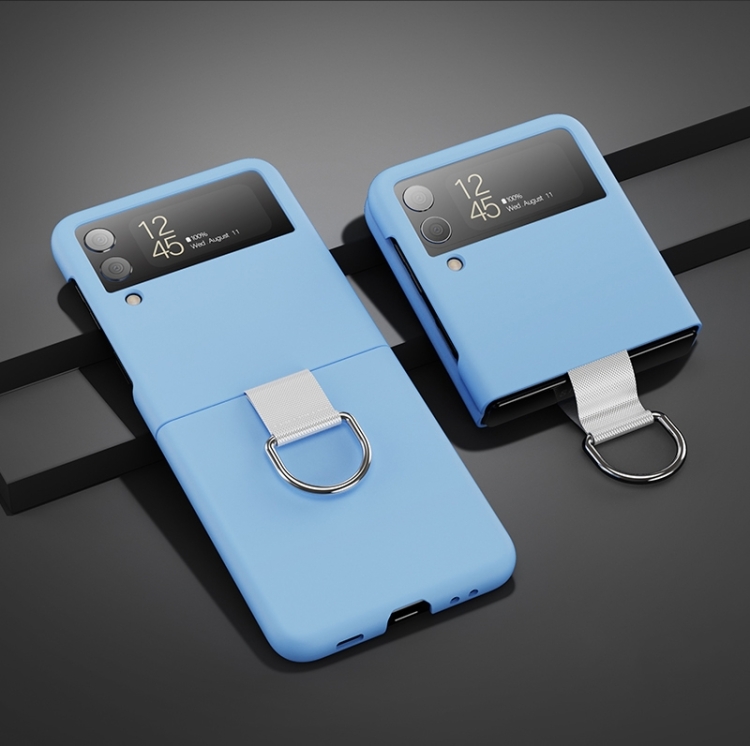 

For Samsung Galaxy Z Flip4 Oil-sprayed Feel Ring PC Phone Case(Blue)