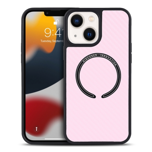 

For iPhone 14 Carbon Fiber Texture MagSafe Magnetic Phone Case (Pink)