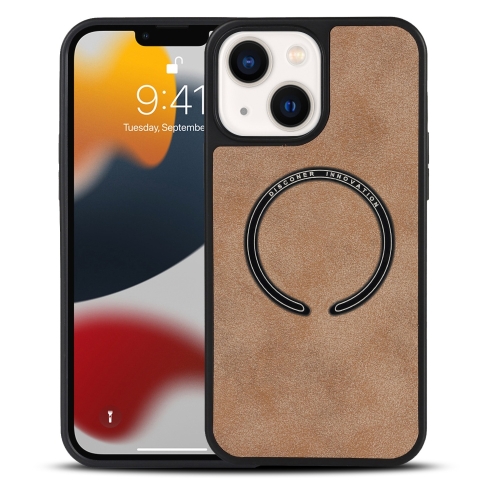 

For iPhone 14 Plus Lambskin Texture MagSafe Magnetic Phone Case (Khaki)