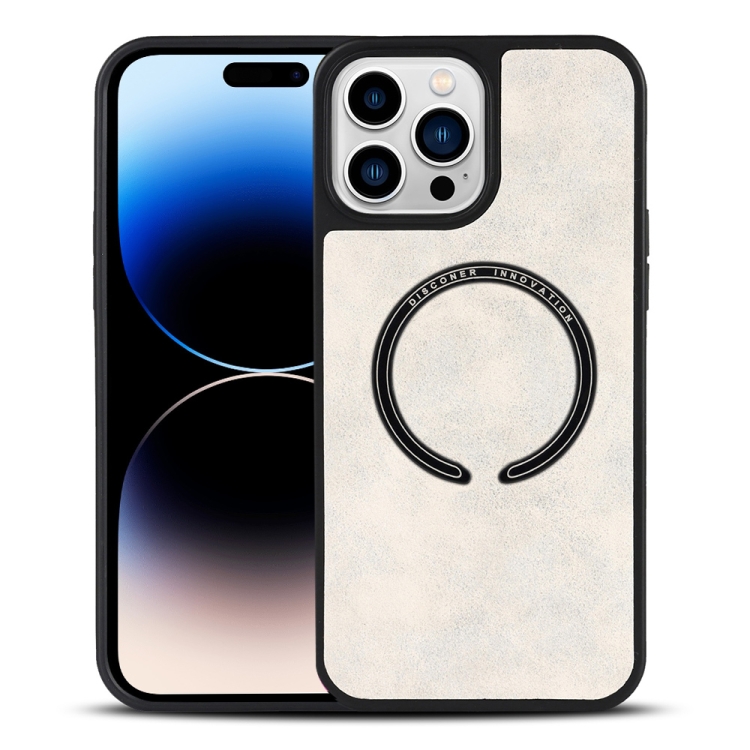

For iPhone 14 Pro Lambskin Texture MagSafe Magnetic Phone Case(White)