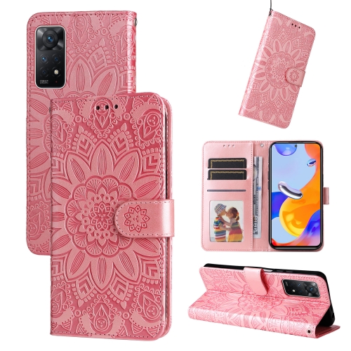 

For Xiaomi Redmi Note 11 Pro 4G Foreign Version / 5G Embossed Sunflower Leather Phone Case(Pink)