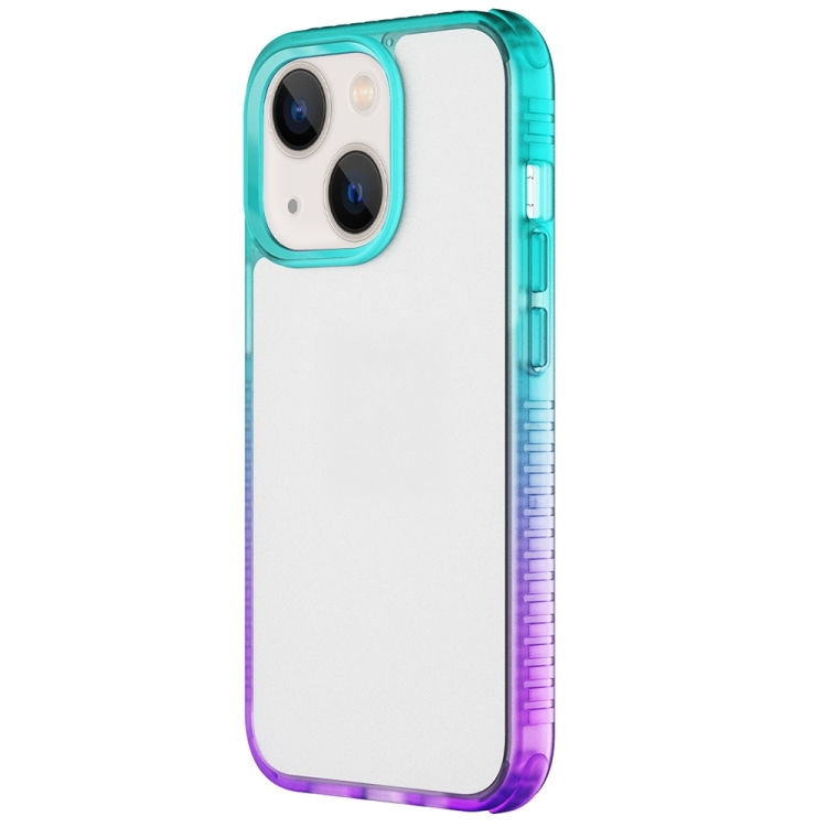 

Colorful Gradient TPU + PC Phone Case For iPhone 14(Green Purple)