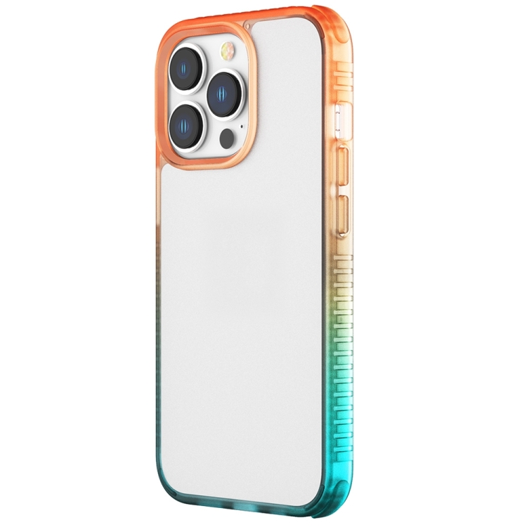 

Colorful Gradient TPU + PC Phone Case For iPhone 14 Pro Max(Orange Green)