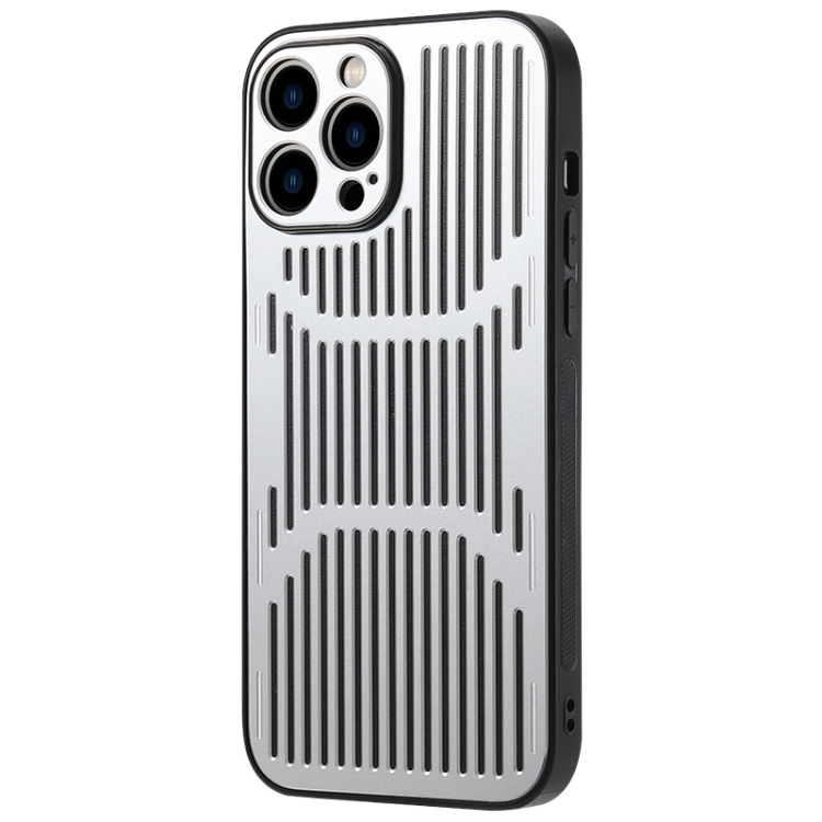 

Hollow Heat Dissipation Metal Phone Case For iPhone 14 Max(Silver)