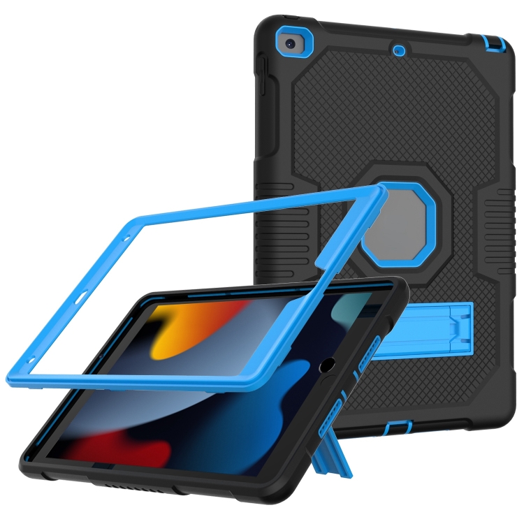 

For iPad 10.2 2021 Contrast Color Robot Shockproof Silicone + PC Tablet Case(Black Blue)