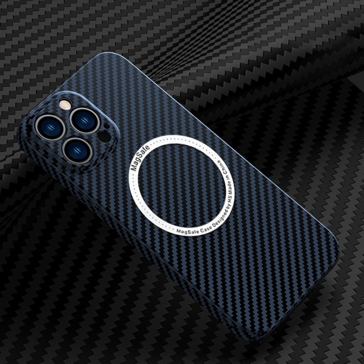 

For iPhone 14 Pro Carbon Fiber Texture MagSafe Magnetic Phone Case(Blue)
