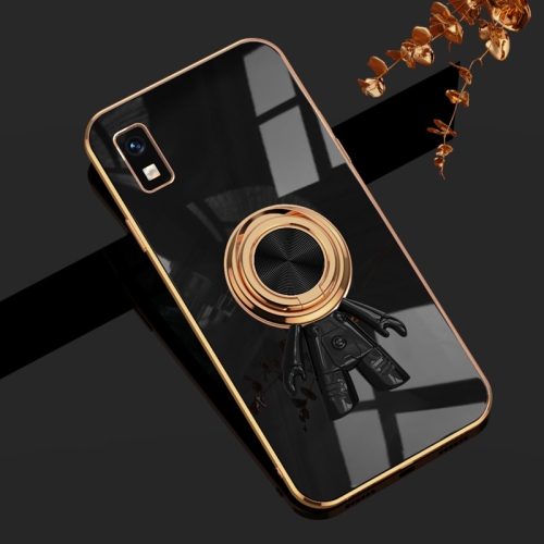 

For Sharp Aquos Wish 6D Plating Astronaut Ring Kickstand Phone Case(Black)