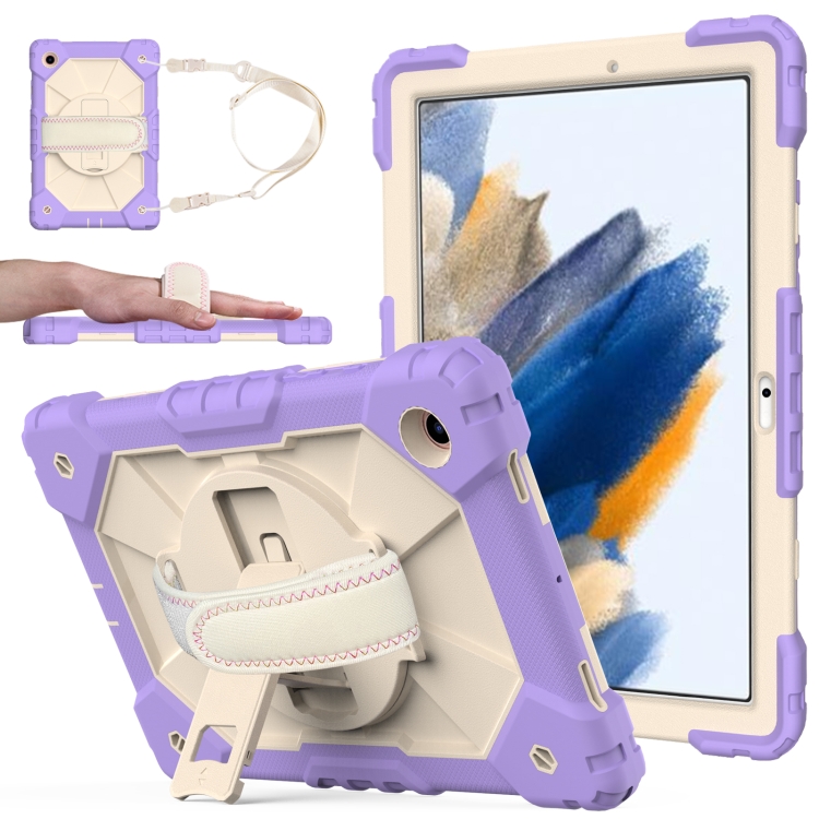 

For Samsung Galaxy Tab A8 10.5 2021 X200 Contrast Color Robot Silicone + PC Tablet Case(Purple+Beige)
