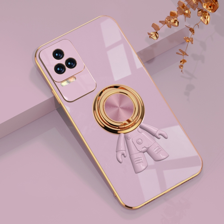 

For Xiaomi Redmi K50 6D Plating Astronaut Ring Kickstand Phone Case(Light Purple)