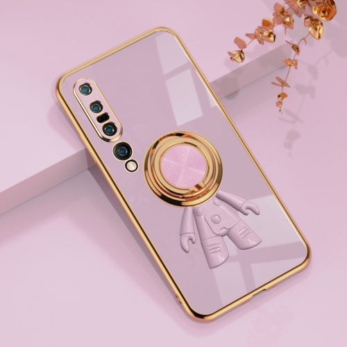 

For Xiaomi Mi 10 Pro 5G 6D Plating Astronaut Ring Kickstand Phone Case(Light Purple)