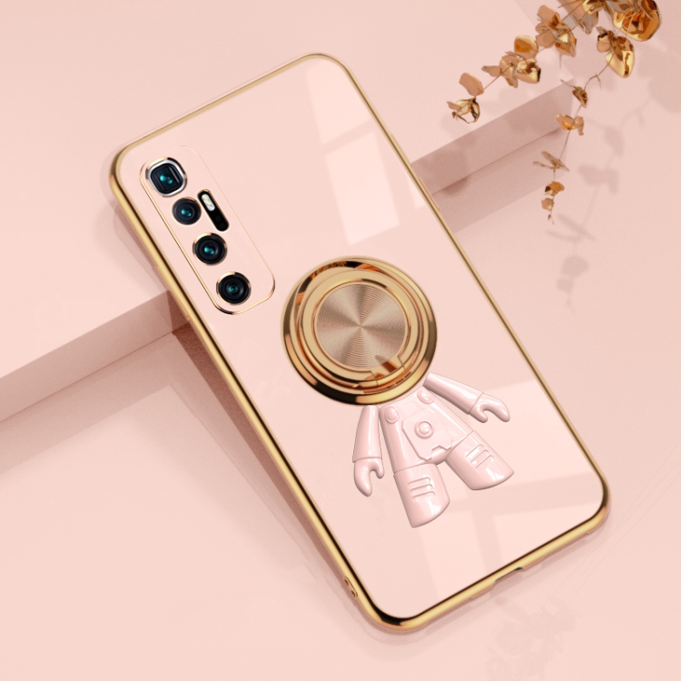 

For Xiaomi Mi 10 Ultra 6D Plating Astronaut Ring Kickstand Phone Case(Light Pink)