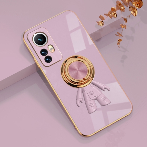 

For Xiaomi 12 Pro 6D Plating Astronaut Ring Kickstand Phone Case(Light Purple)