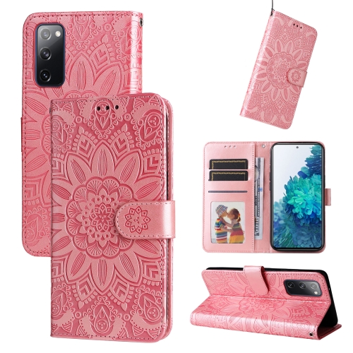 For Samsang Galaxy S20 FE / S20 FE 5G Embossed Sunflower Leather Phone Case(Pink), 6922224403054  - buy with discount