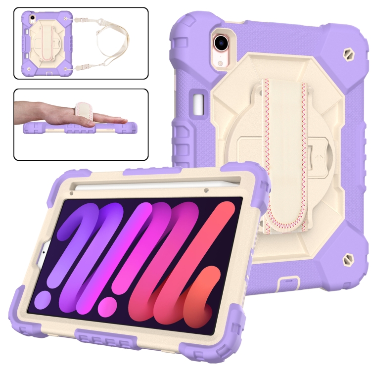 

Contrast Color Robot Silicone + PC Tablet Case For iPad mini 6(Purple+Beige)