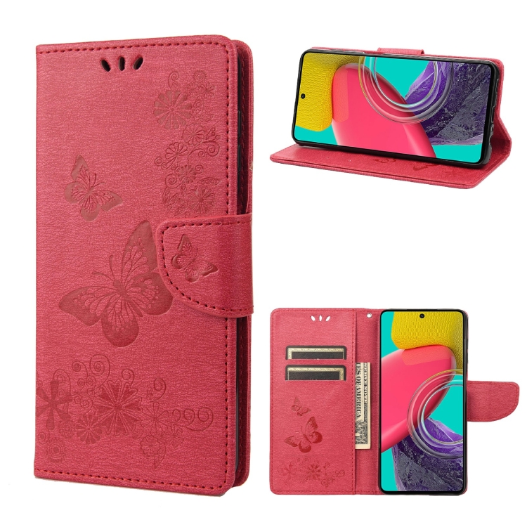 

For Samsung Galaxy A03 Butterflies Embossing Horizontal Flip Leather Phone Case(Red)