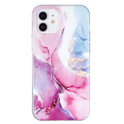 

IMD Marble Pattern TPU Phone Case For iPhone 12 / 12 Pro(Pink Blue)