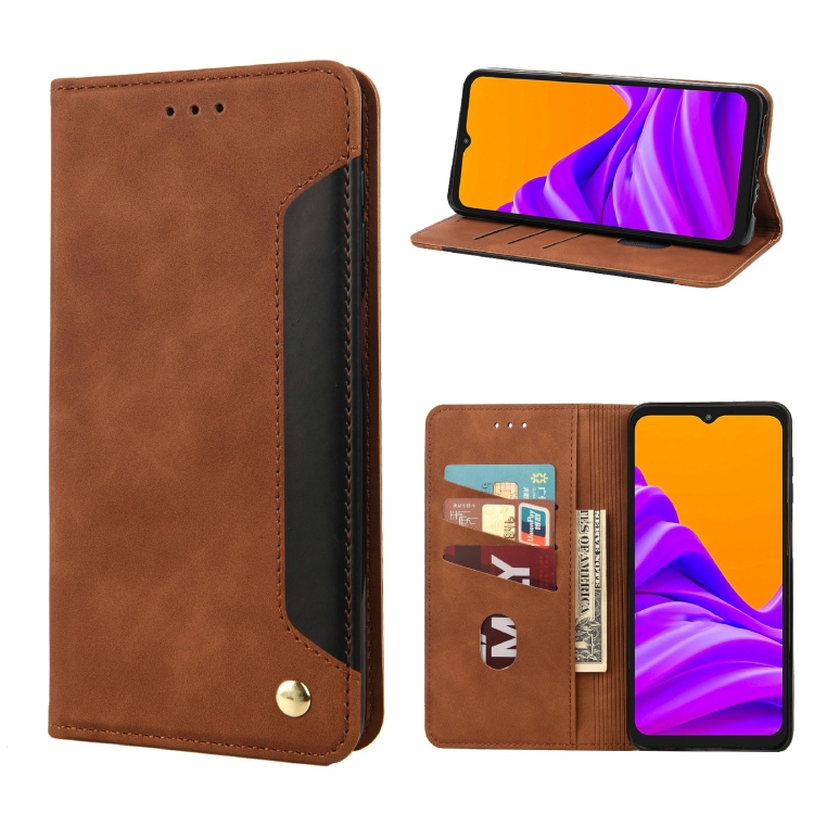 

For Samsung Galaxy Xcover6 Pro Skin Feel Splicing Leather Phone Case(Brown)