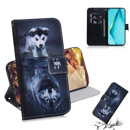 

For Huawei P40 Lite 3D Colored Drawing Horizontal Flip Leather Case with Holder & Card Slot & Wallet(Wolf and Dog)