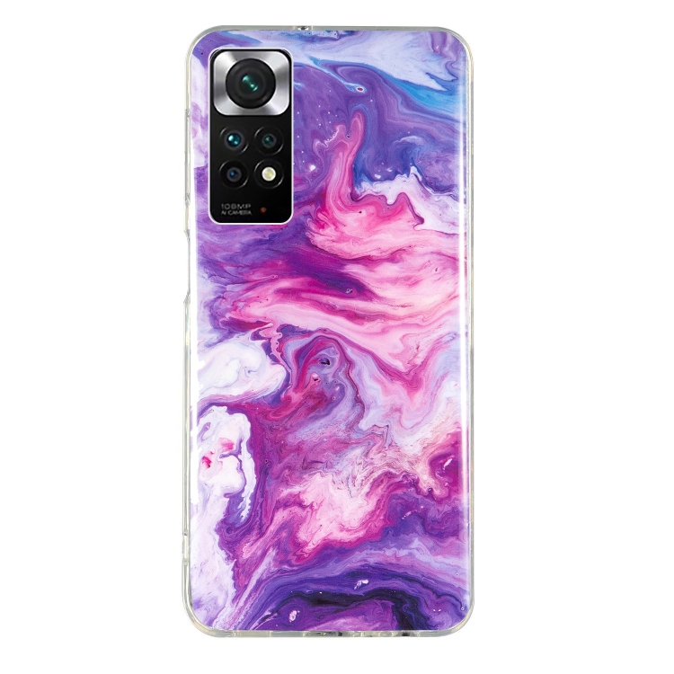 

For Xiaomi Redmi Note 11 Global IMD Marble Pattern TPU Phone Case(Red)