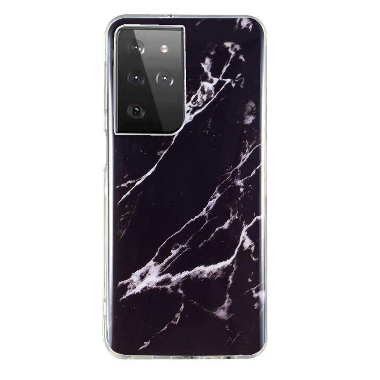 

For Samsung Galaxy S21 Ultra 5G IMD Marble Pattern TPU Phone Case(Black)