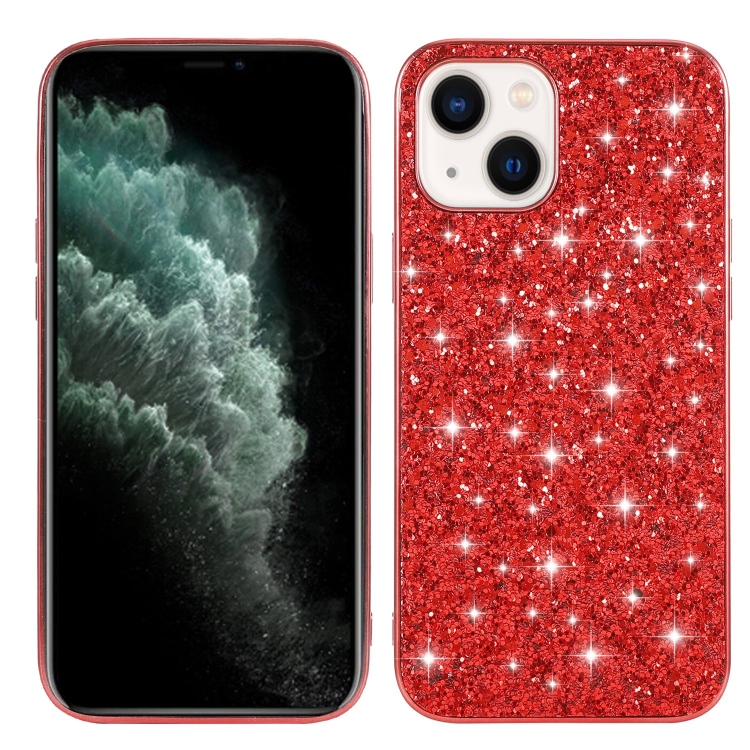 

For iPhone 14 Plus Glitter Powder TPU Phone Case (Red)