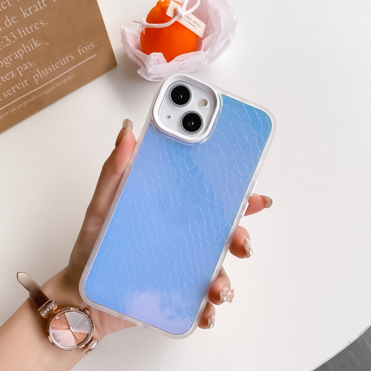 

For iPhone 14 Plus Laser Crocodile Pattern Phone Case (White)