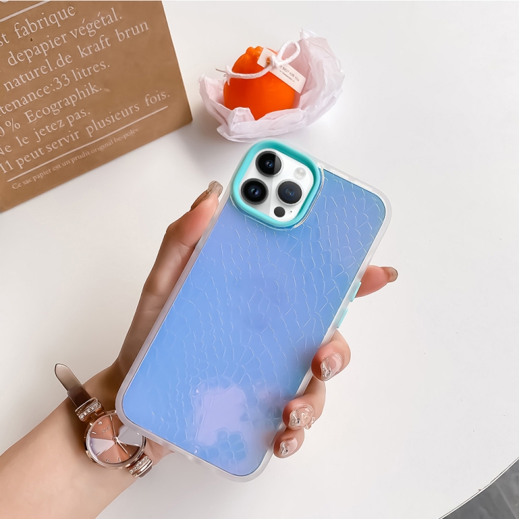 

For iPhone 14 Pro Laser Crocodile Pattern Phone Case(Light Blue)